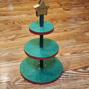 Vintage Hallmark Mini Ornament Christmas Tree Stand with Star Topper